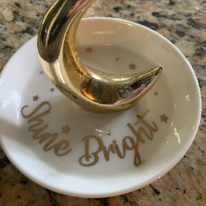 Gold Crescent Moon Jewelry Holder